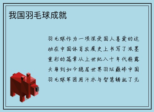 我国羽毛球成就